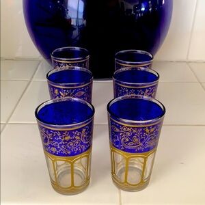 Moroccan Blue and Gold Decorative Tea Glasses